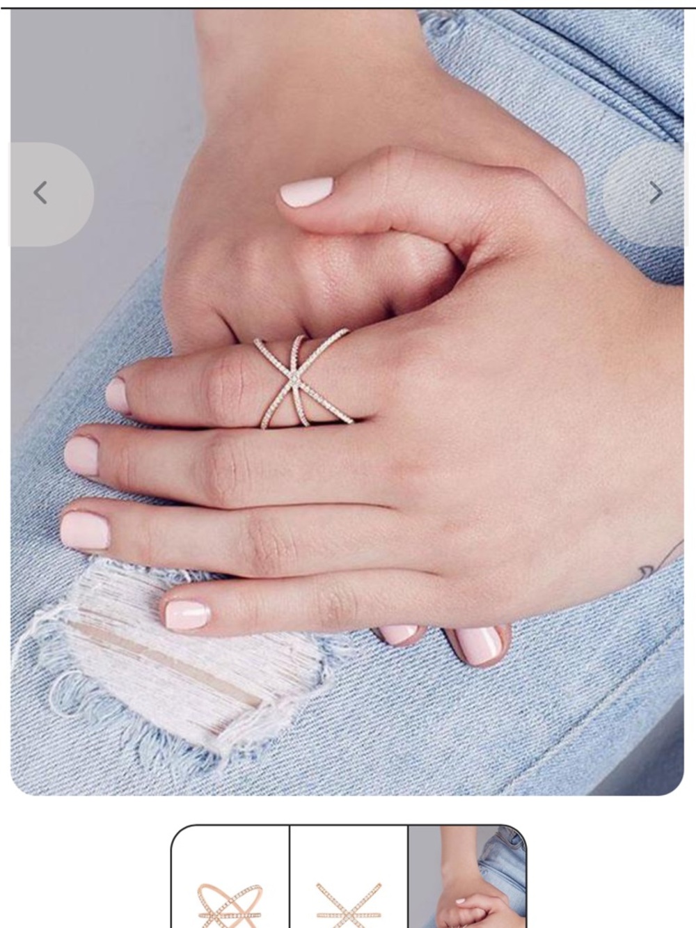 Delicate Rose Gold Crisscross Ring  carbon and Hyde Saturn ring